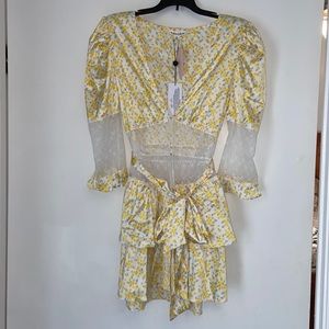 COPY - For Love and Lemons Victoria Secret Yellow Lace Floral Robe
